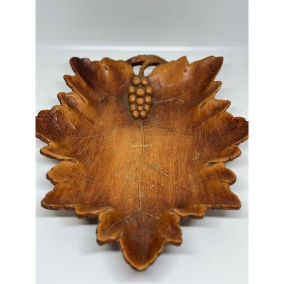 VTG 1959 Molded Wood Grape Leaf Dish Multi Products Inc MCM Decor Room Style - Picture 8 of 9